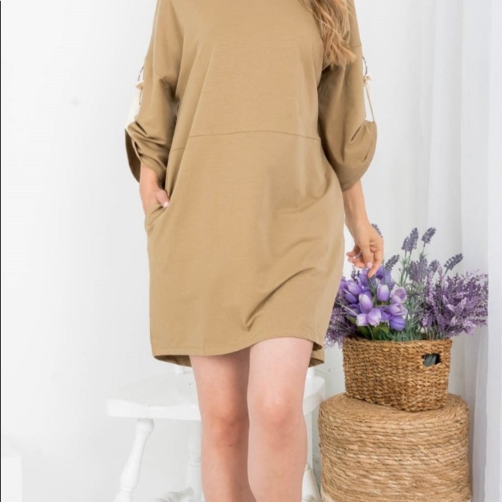Free item with bundle Adorable oversized cotton jersey tie up sleeve dress - Picture 5 of 7